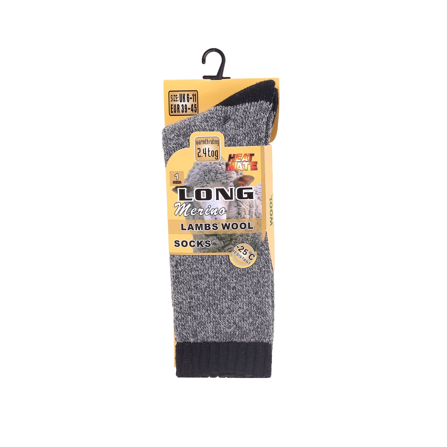 Mens Merino Lambs Wool Long Socks - Heathered (12 Pairs)