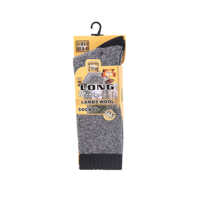 Mens Merino Lambs Wool Long Socks - Heathered (12 Pairs)