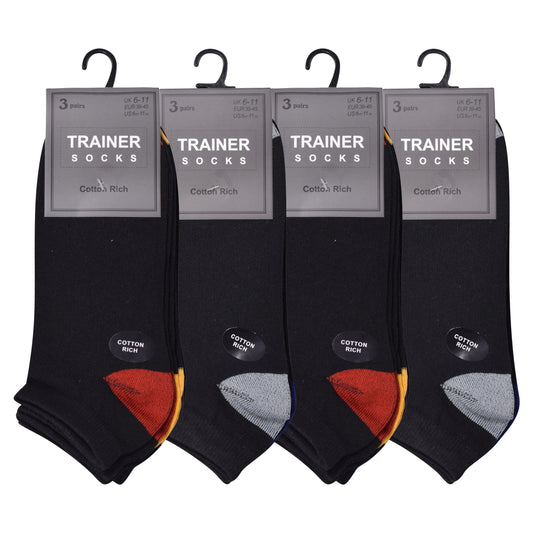 Mens Trainer Socks - Heel & Toe (12 Pairs)