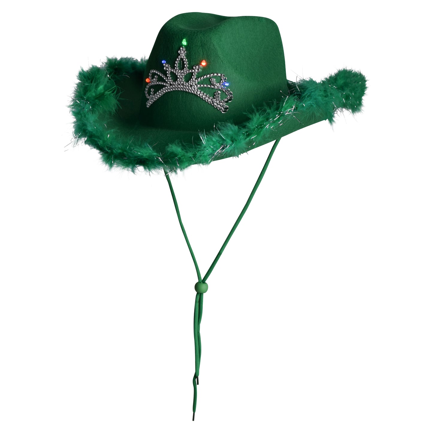 Light Up Feather Trimmed Cowboy Hats with Crown