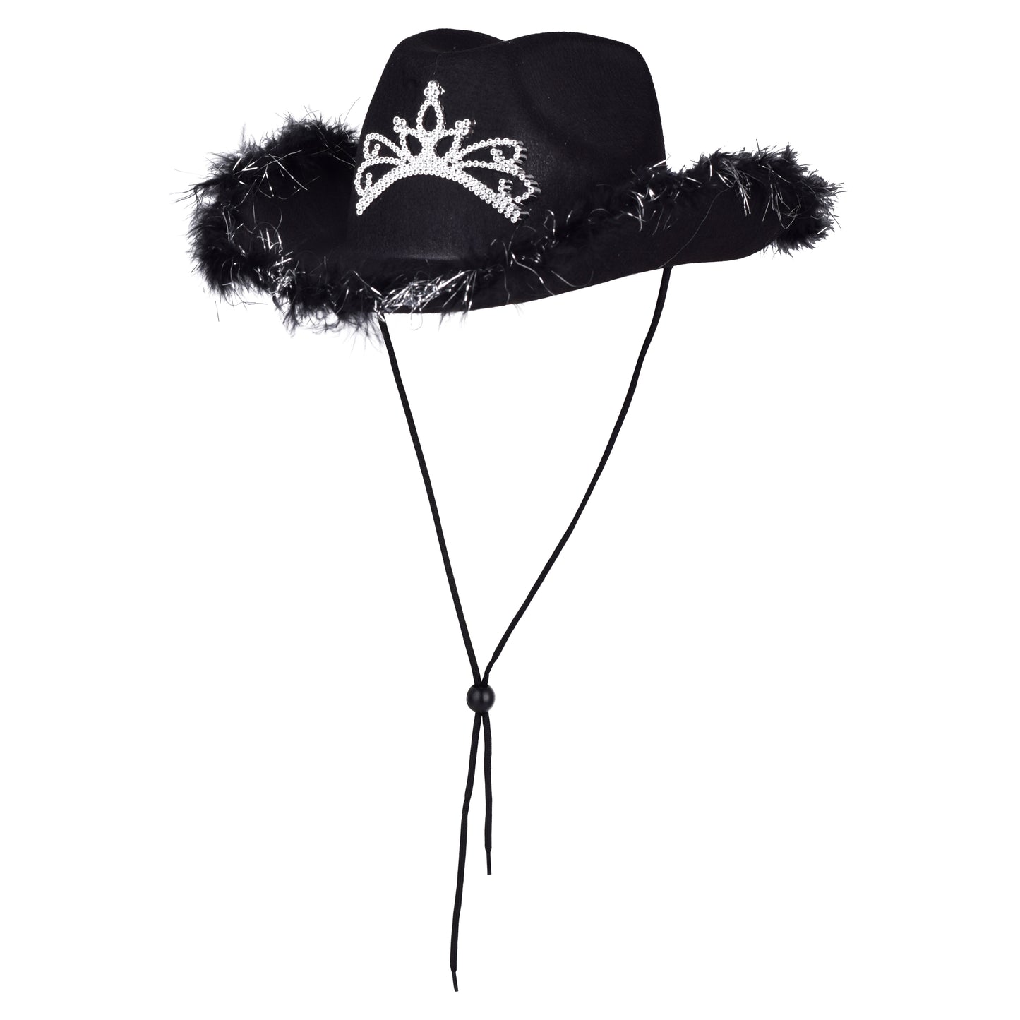 Light Up Feather Trimmed Cowboy Hats with Crown