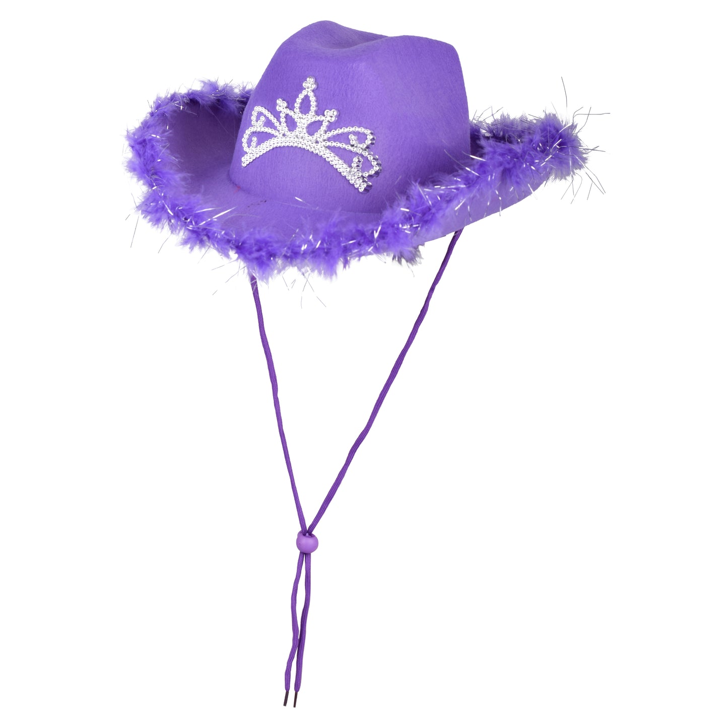 Light Up Feather Trimmed Cowboy Hats with Crown