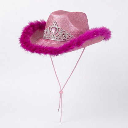 Tiara Feather Cowboy Hat – Assorted Colours