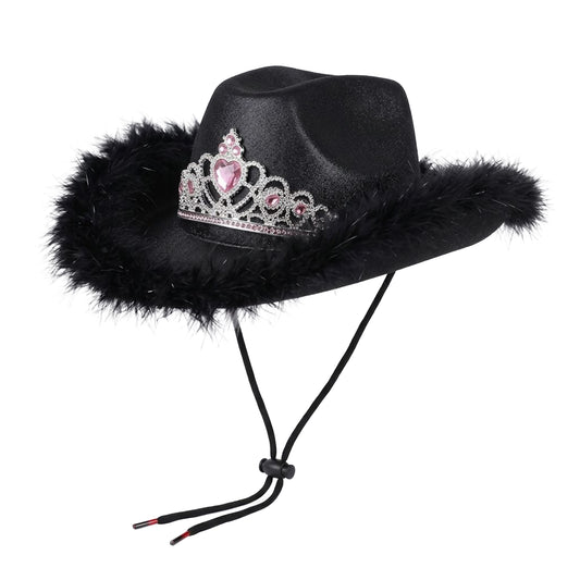 Tiara Feather Cowboy Hat – Assorted Colours