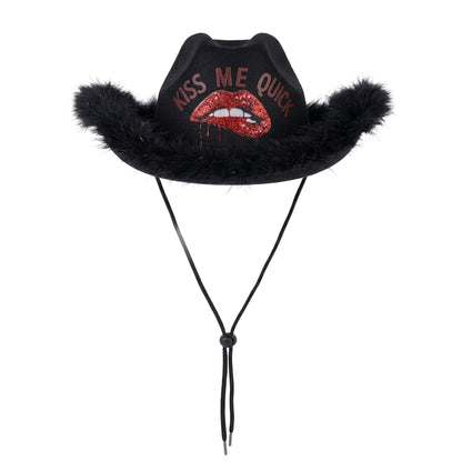 Kiss Me Quick Feather Cowboy Hat