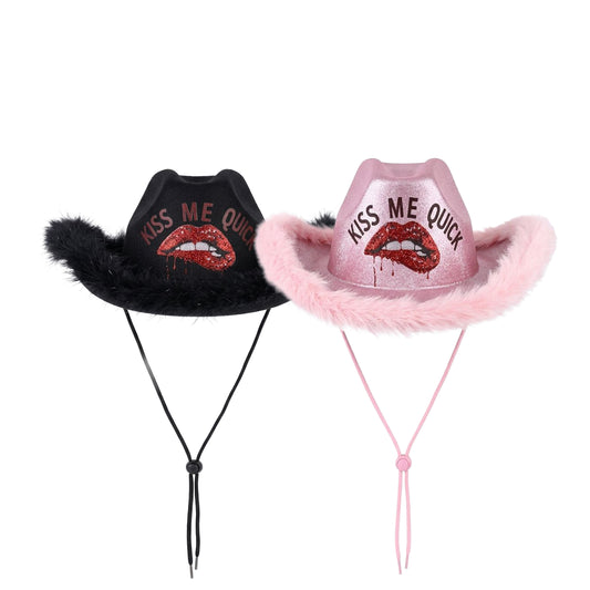 Kiss Me Quick Feather Cowboy Hat