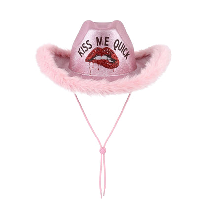 Kiss Me Quick Feather Cowboy Hat
