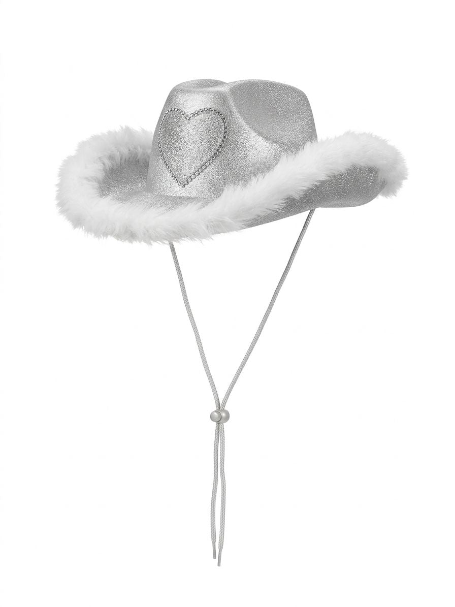 Glitter Heart Feather Cowboy Hat – Assorted Colors
