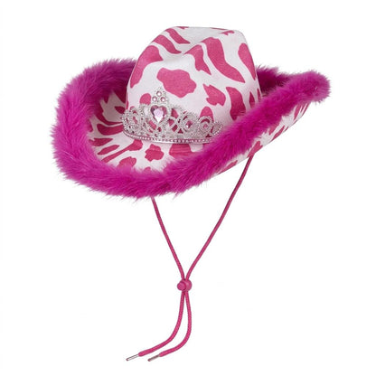 Cow Tiara Feather Cowboy Hat – Assorted Colours