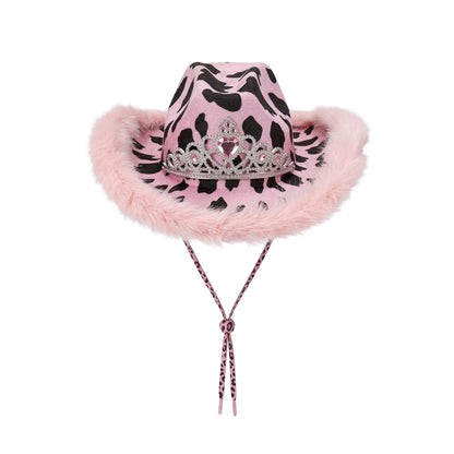 Cow Tiara Feather Cowboy Hat – Assorted Colours