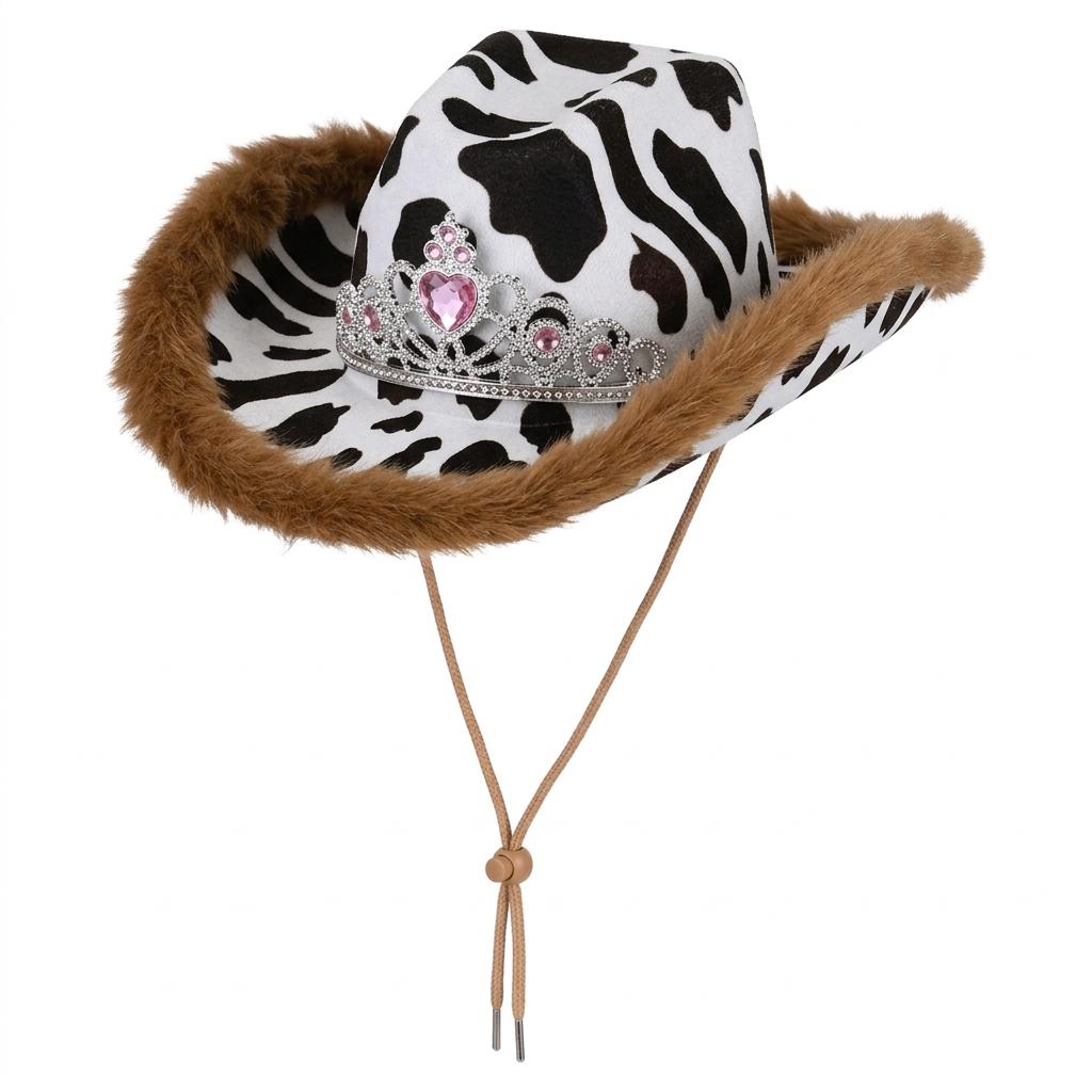 Cow Tiara Feather Cowboy Hat – Assorted Colours