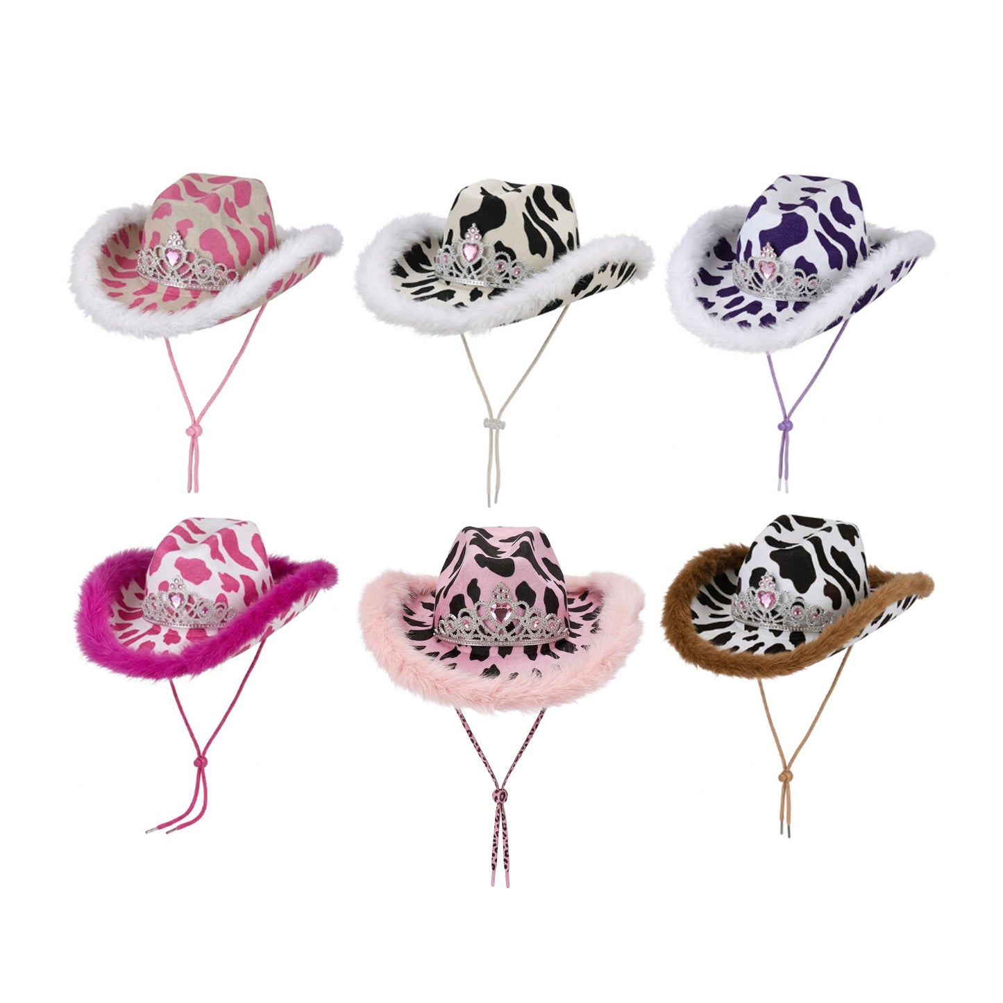 Cow Tiara Feather Cowboy Hat – Assorted Colours