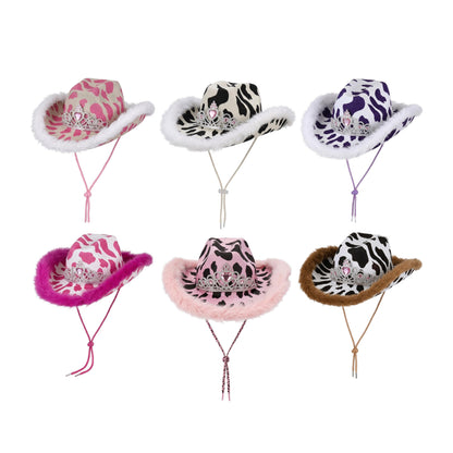 Cow Tiara Feather Cowboy Hat – Assorted Colours