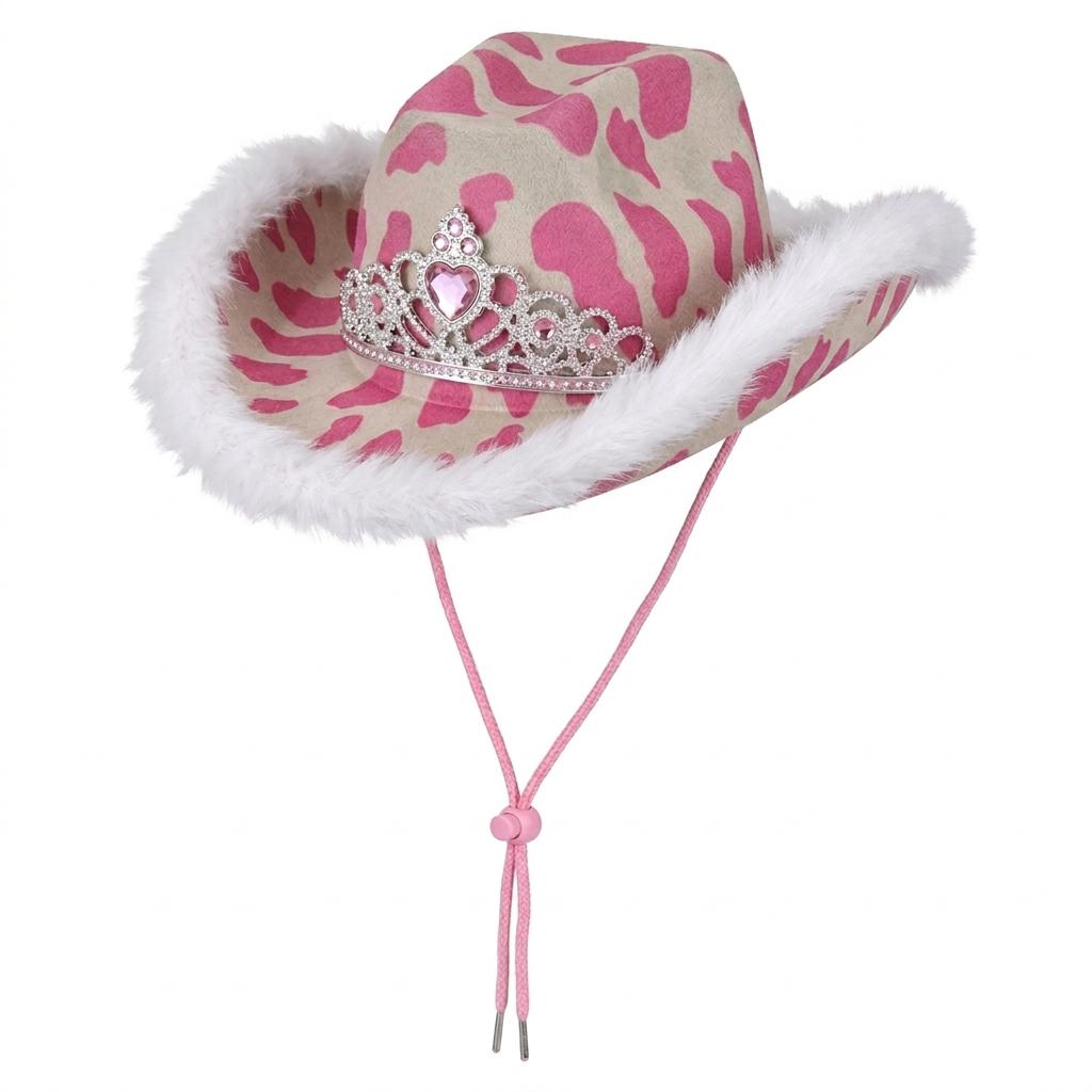 Cow Tiara Feather Cowboy Hat – Assorted Colours