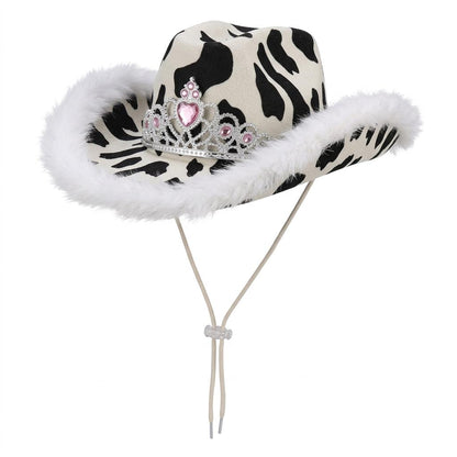 Cow Tiara Feather Cowboy Hat – Assorted Colours