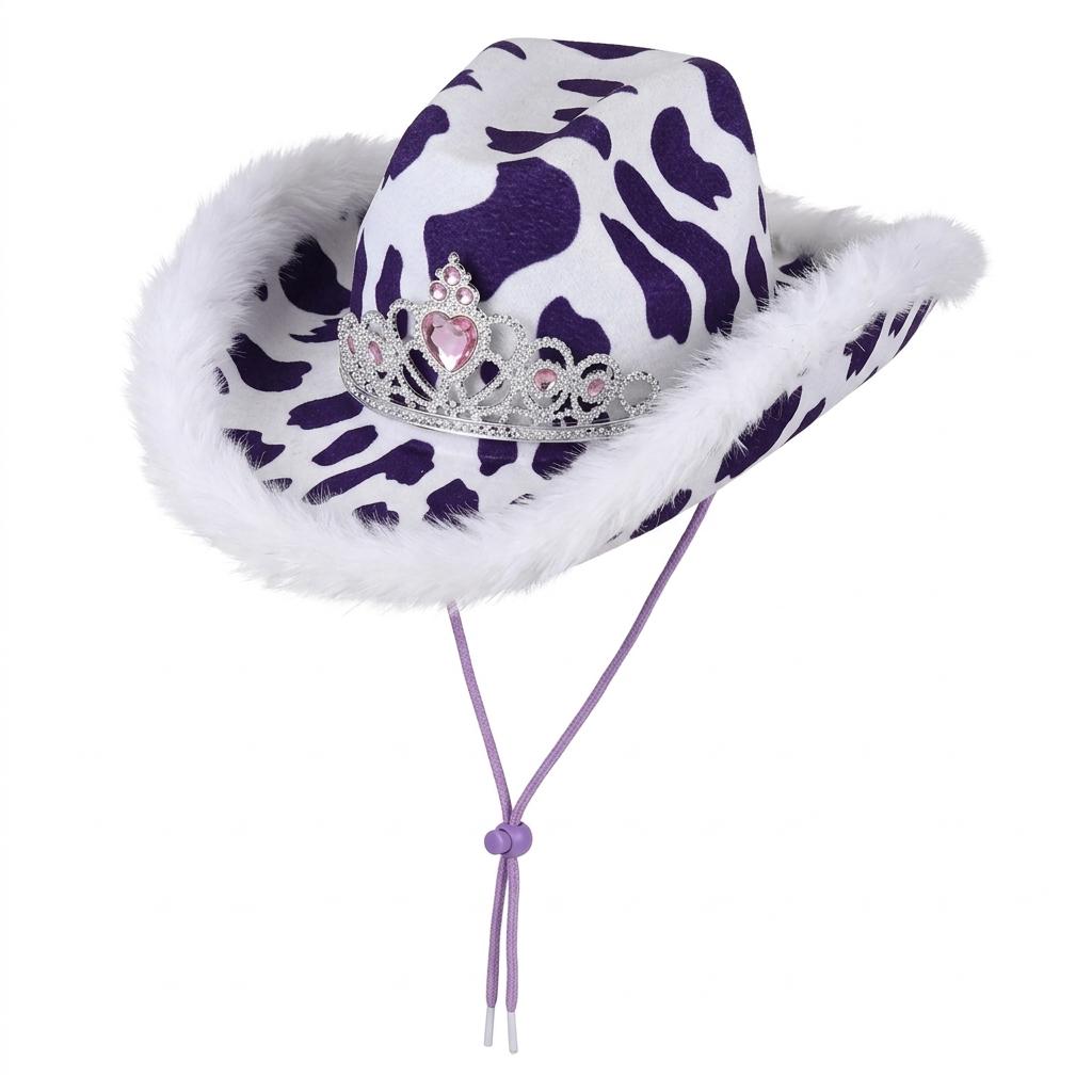 Cow Tiara Feather Cowboy Hat – Assorted Colours