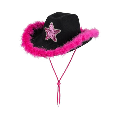 Sequin Star Feather Cowboy Hat – Assorted Colours
