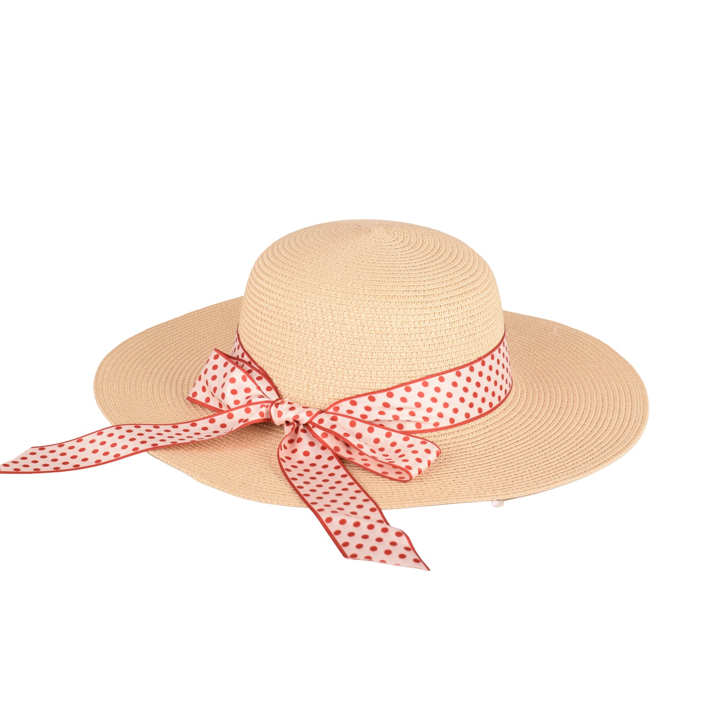 Ladies Elegant Wide-Brim Polka Dot Sun Hat- LHT-19