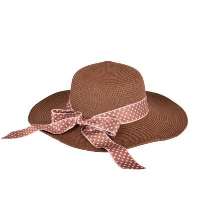 Ladies Elegant Wide-Brim Polka Dot Sun Hat- LHT-19