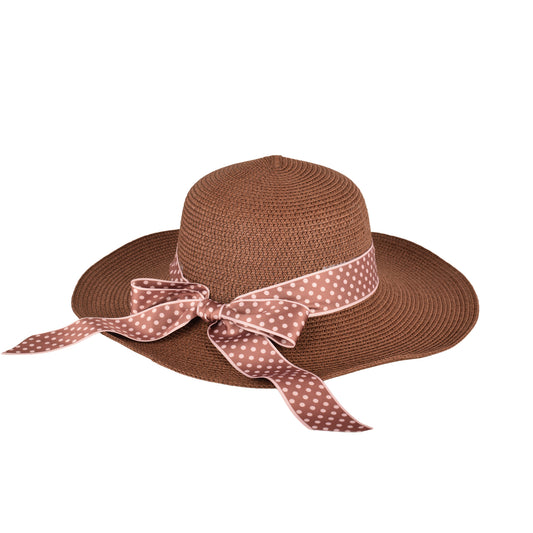 Ladies Elegant Wide-Brim Polka Dot Sun Hat- LHT-19