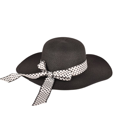 Ladies Elegant Wide-Brim Polka Dot Sun Hat- LHT-19