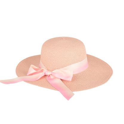 Ladies Elegant Wide-Brim Sun Hat With Ribbon Bow- LHT-28