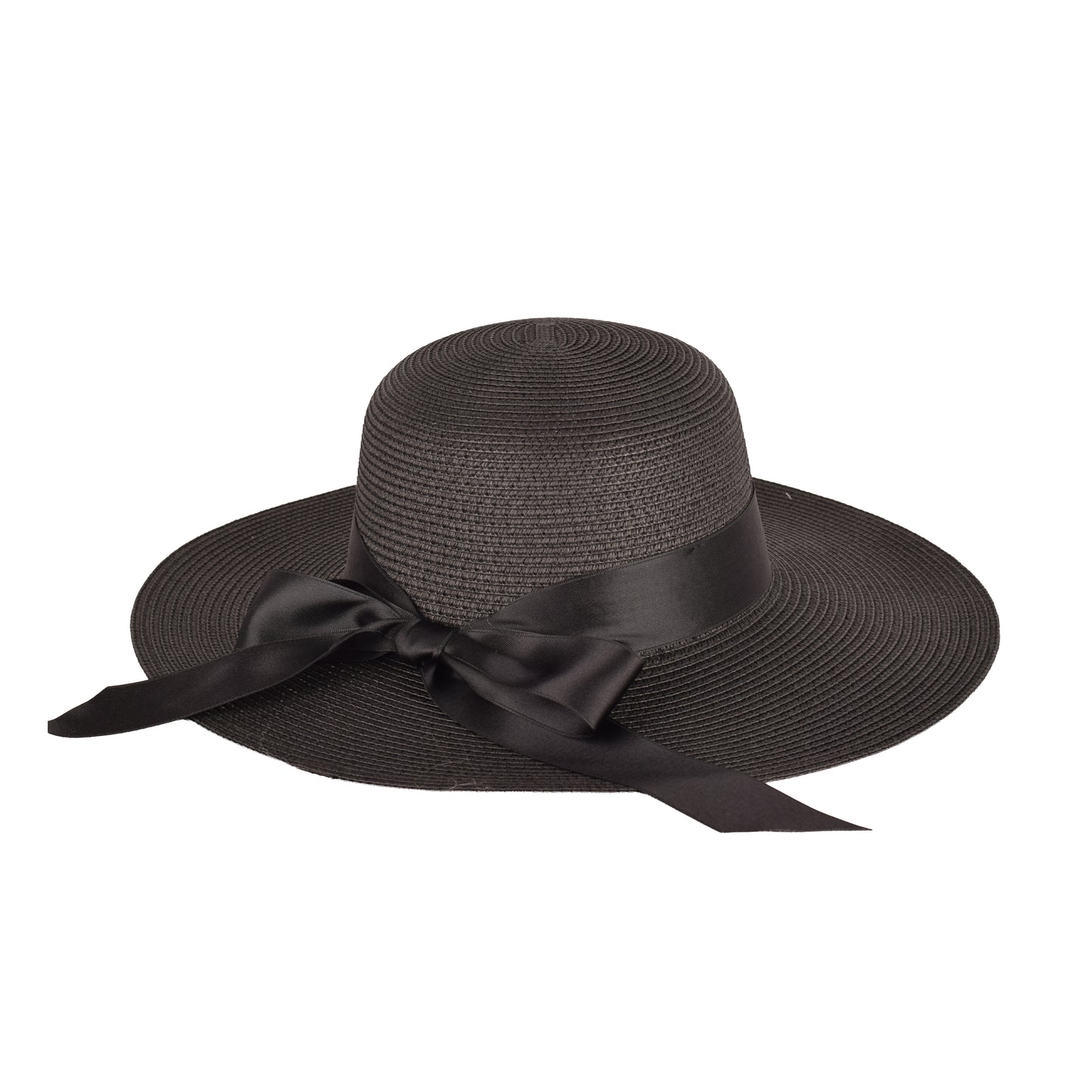 Ladies Elegant Wide-Brim Sun Hat With Ribbon Bow- LHT-28