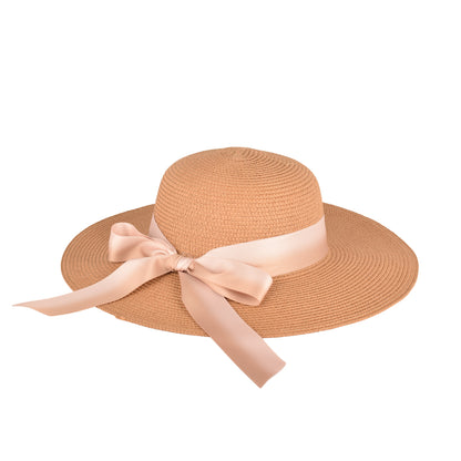 Ladies Elegant Wide-Brim Sun Hat With Ribbon Bow- LHT-28
