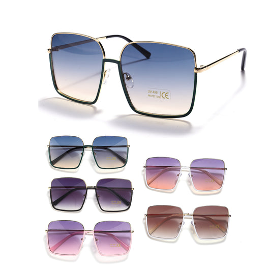 Royal Stallion Minimal Frame Oversized Sunglasses - LLSG13 (12 Units)