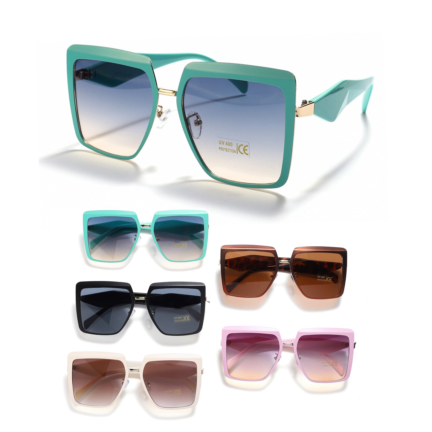 Royal Stallion Oversized Square Sunglasses - LLSG16 (12 Units)