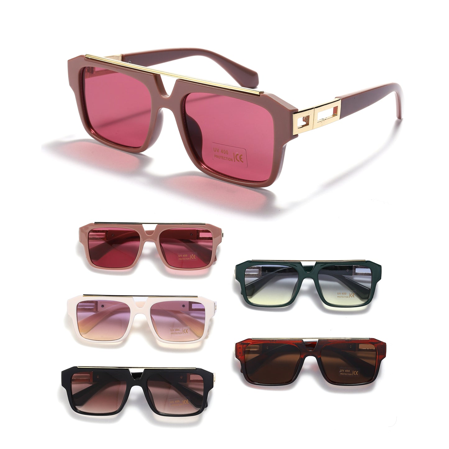 Royal Stallion Fashion Square Bar Detail Sunglasses - LLSG20 (12 Units)
