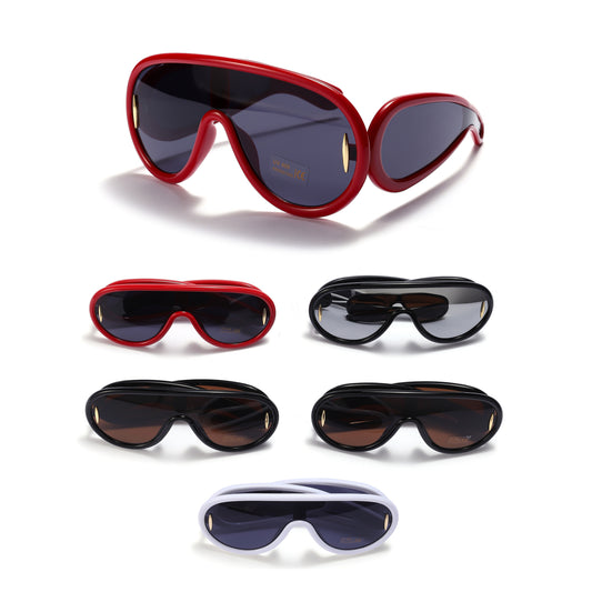 Royal Stallion Retro Wrap Around Shield Sunglasses - LLSG30 (12 Units)