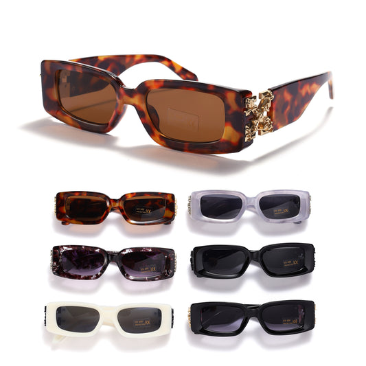 Royal Stallion Retro Narrow Rectangle Sunglasses - LLSG31 (12 Units)