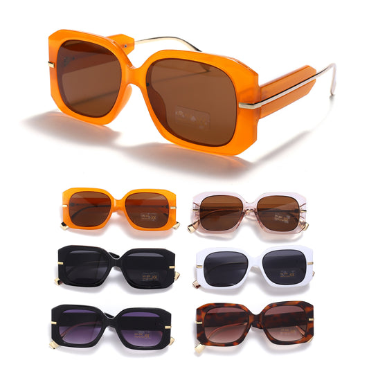 Royal Stallion Square with Metal temple Detail Sunglasses - LLSG32 (12 Units)