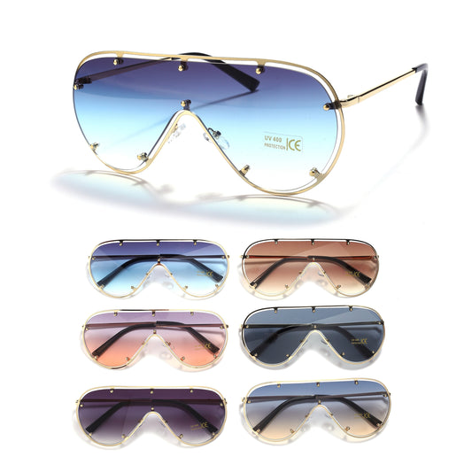 Royal Stallion Oversized Gradient Visor Sunglasses - LLSG4 (12 Units)