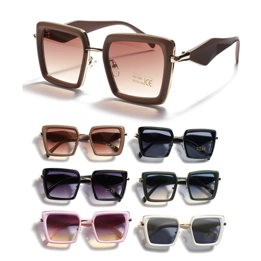 Royal Stallion Geometric Temple Sunglasses - LLSG6 (12 Units)