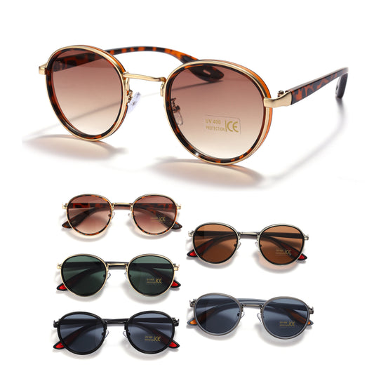 Royal Stallion Classic Round Metal Sunglasses - LMSG11 (12 Units)