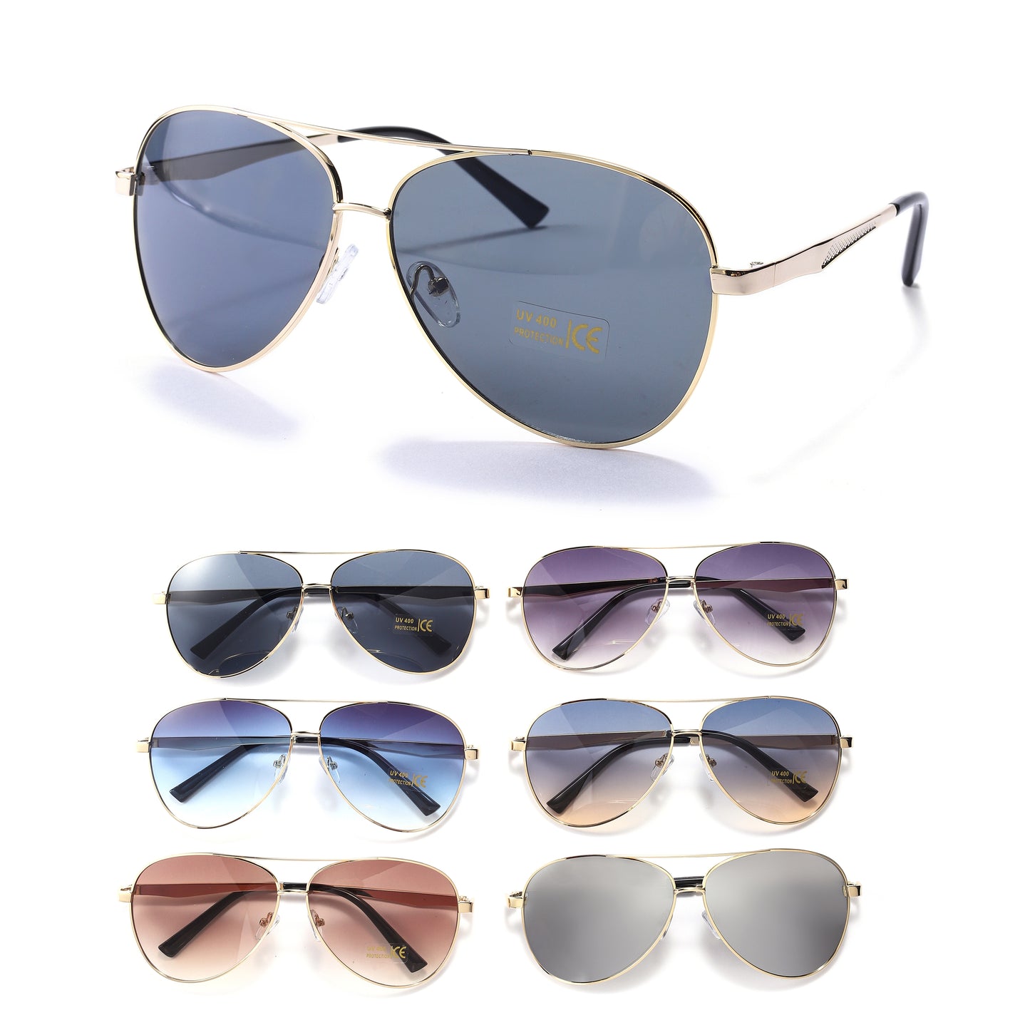Royal Stallion Classic Aviator Metal Sunglasses - LMSG14 (12 Units)