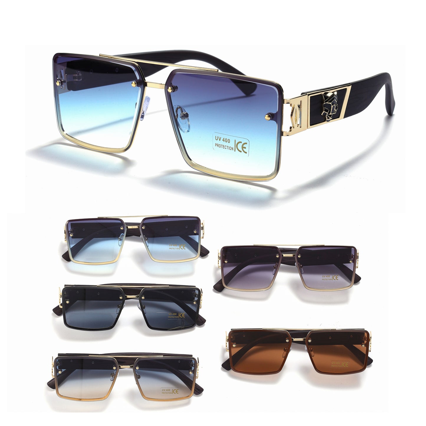 Royal Stallion Panther Detail Sunglasses - LMSG6 (12 Units)