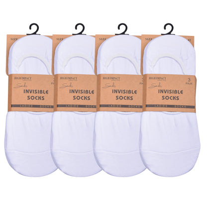 Ladies No Show Socks - Plain White (12 Pairs)