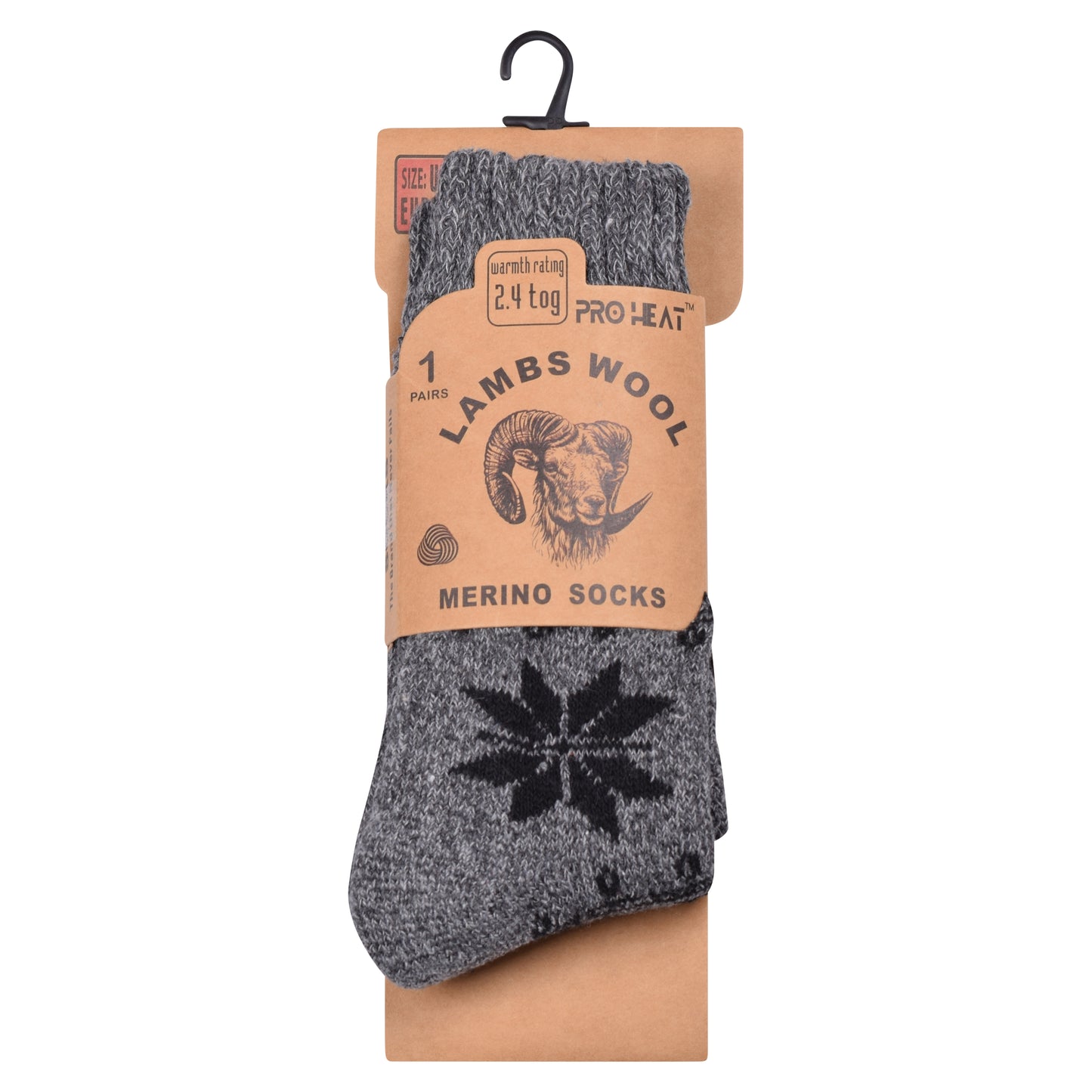 Ladies Merino Lambs Wool Socks - Snowflake (12 Pairs)