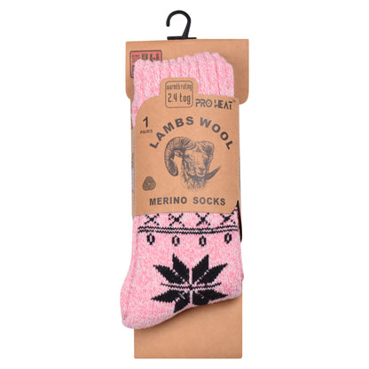 Ladies Merino Lambs Wool Socks - Snowflake (12 Pairs)