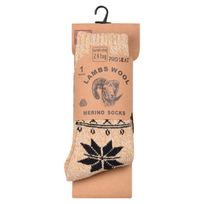 Ladies Merino Lambs Wool Socks - Snowflake (12 Pairs)