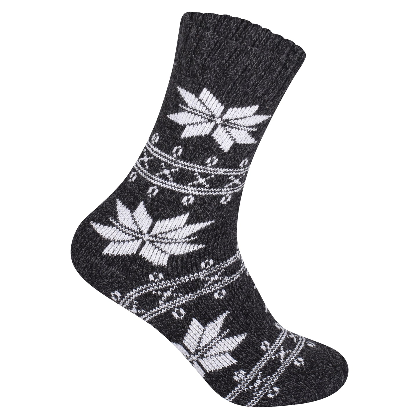 Ladies Merino Lambs Wool Socks - Snowflake (12 Pairs)