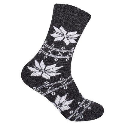 Ladies Merino Lambs Wool Socks - Snowflake (12 Pairs)