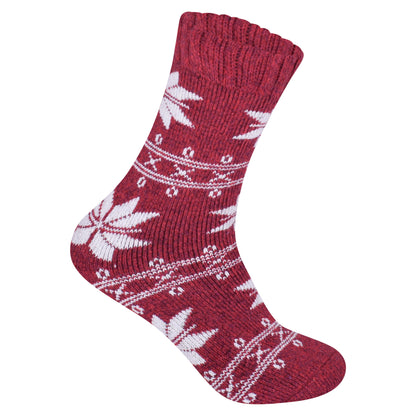 Ladies Merino Lambs Wool Socks - Snowflake (12 Pairs)