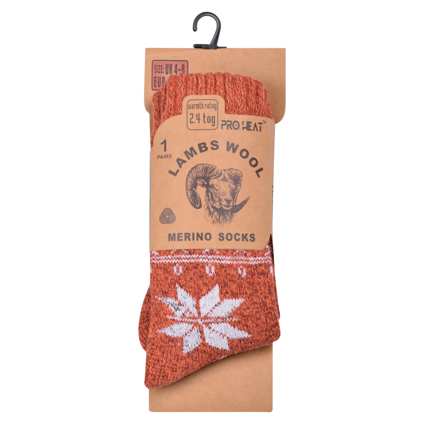 Ladies Merino Lambs Wool Socks - Snowflake (12 Pairs)