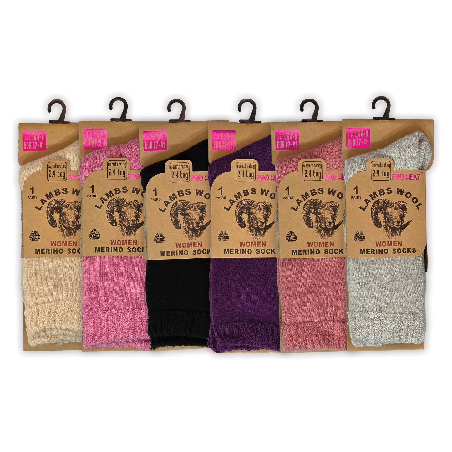 Ladies Merino Lambs Wool Socks - Assorted (12 Pairs)
