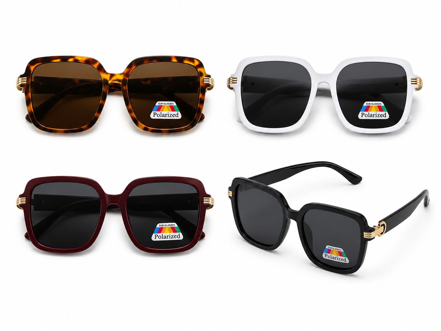Polarized Oversized Square Sunglasses - LSG-28 (12 Units)