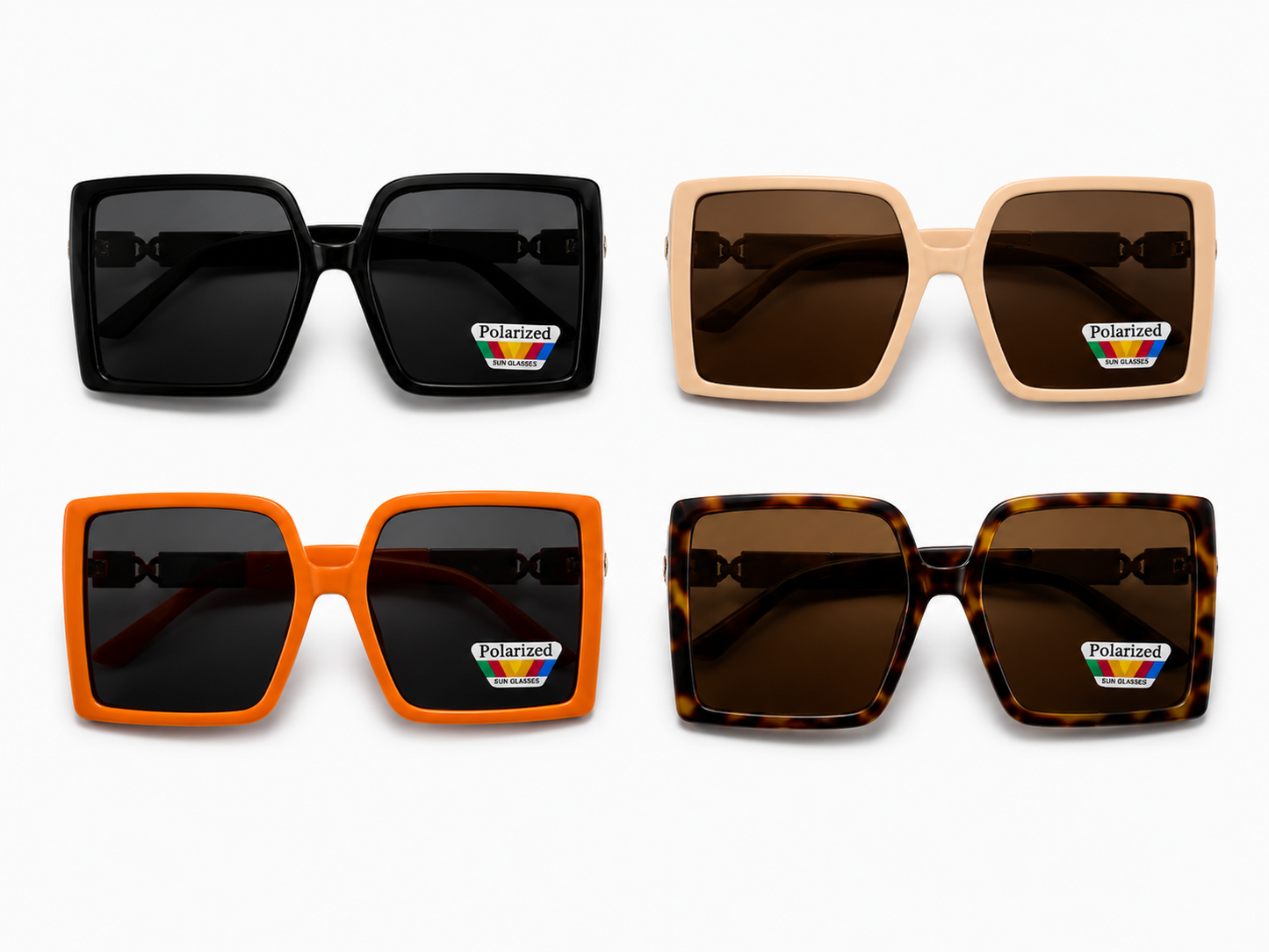 Polarized Oversized Geometric Square Sunglasses - LSG-31 (12 Units)